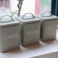 coffee sugar tea tin metal canister with lid