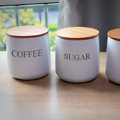 Custom cheap round tea coffee sugar canister set