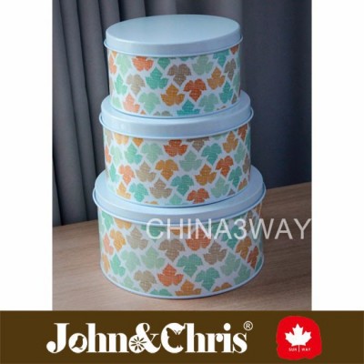 Round enamel decorative airtight storage cake tins