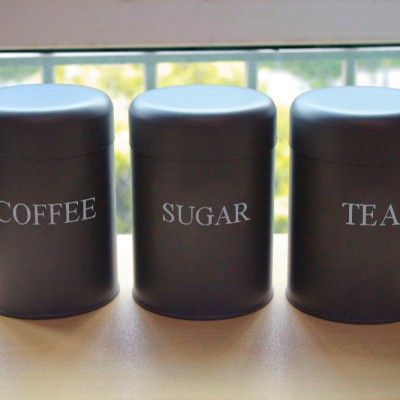 coffee sugar tea metal canister with lid